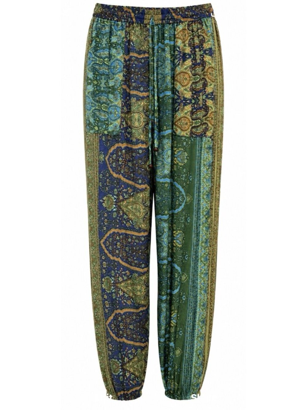 Earthbound Trading Co. Harem Pants Womens Large Green Paisley Boho Hippie READ